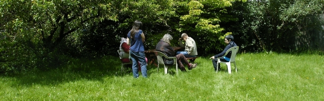 Clients enjoying the yard